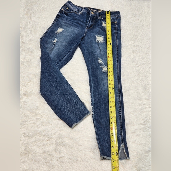 Seven7 Size 10 High Rise Ankle Legging Distressed Cuff Jeans - Picture 10 of 11